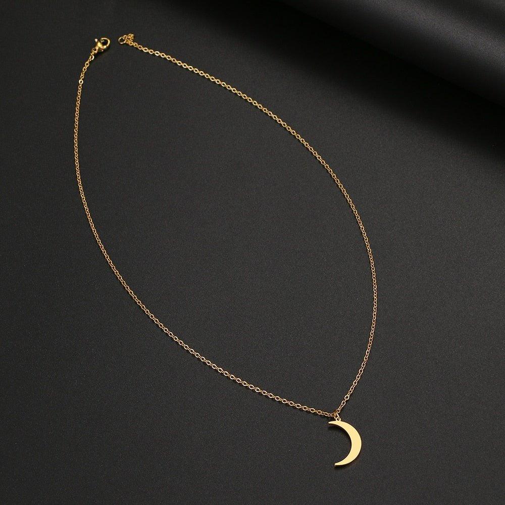 Collier pendentif lune simple plaqué or / argent