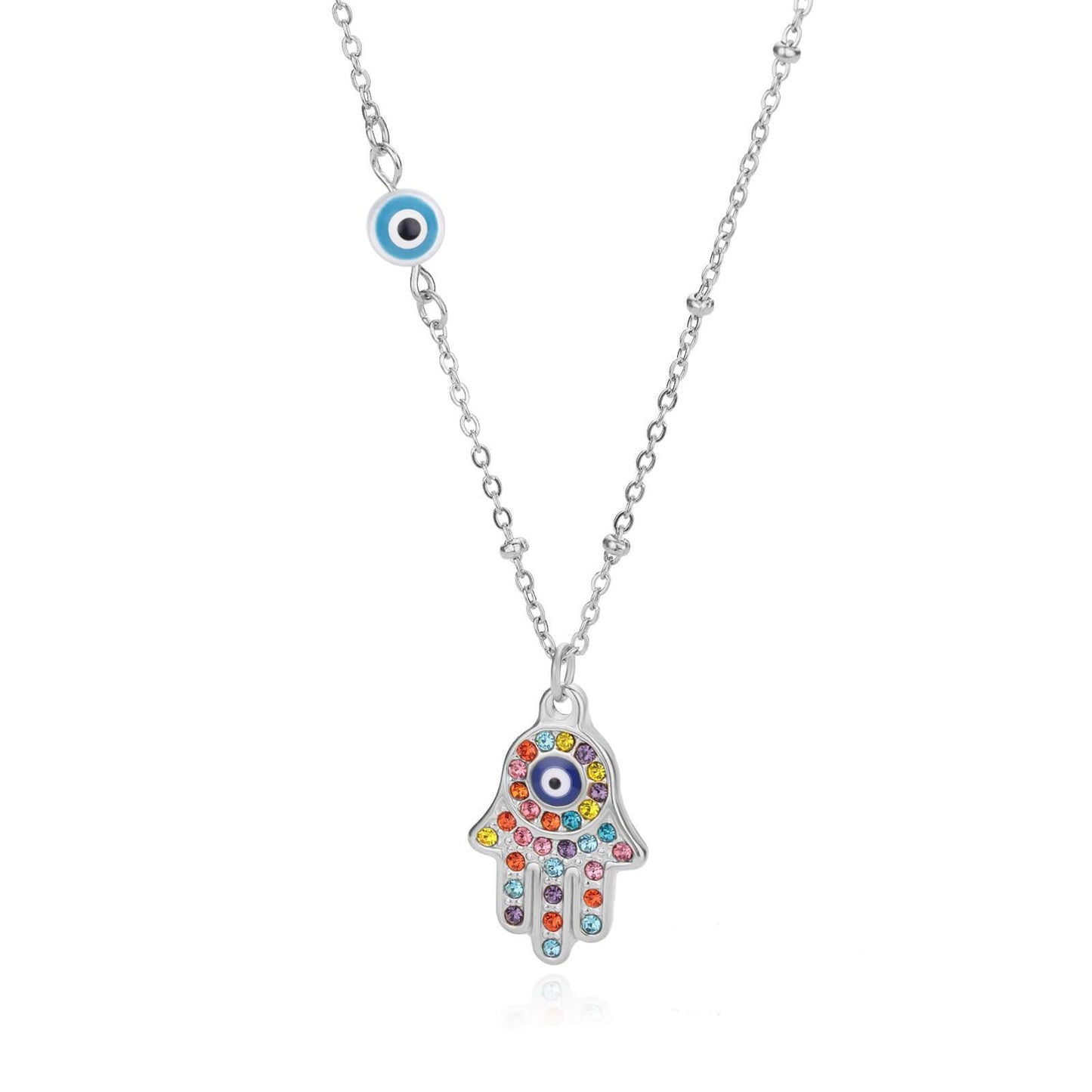 Collier pendentif main de fatma oeil plaqué or / argent - MonPendentif