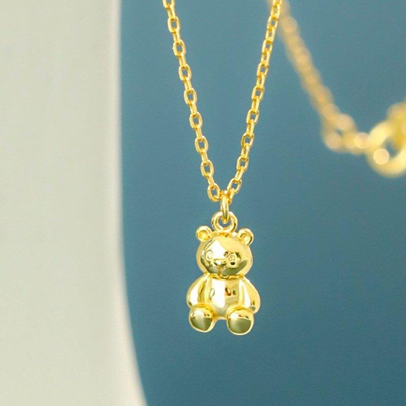 Collier pendentif ourson mignon plaqué or / argent