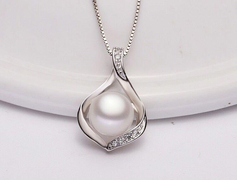 Collier pendentif perle solitaire boho en argent 925