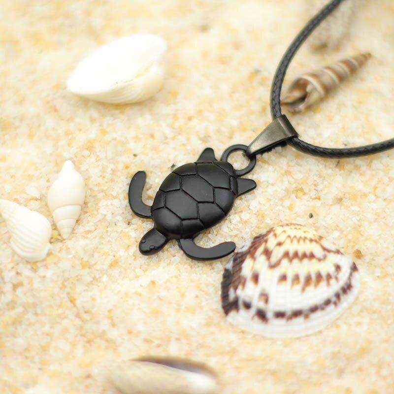 Collier pendentif tortue chaine corde