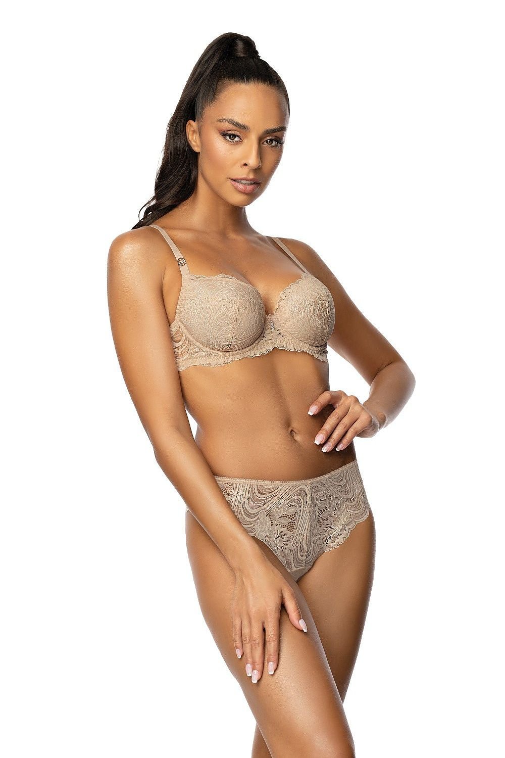 Soutien-gorge push-up beige en dentelle