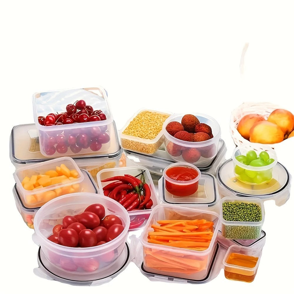 Ensemble de 24 Boîtes de Rangement de Cuisine - Hermétiques, Adaptées au Micro-Ondes, Étiquettes & Stylo Inclus