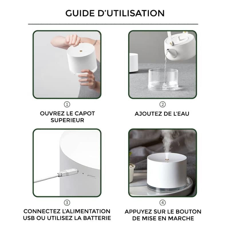 Humidificateur d'air bébé avec batterie (5 filtres offerts) - ELLY