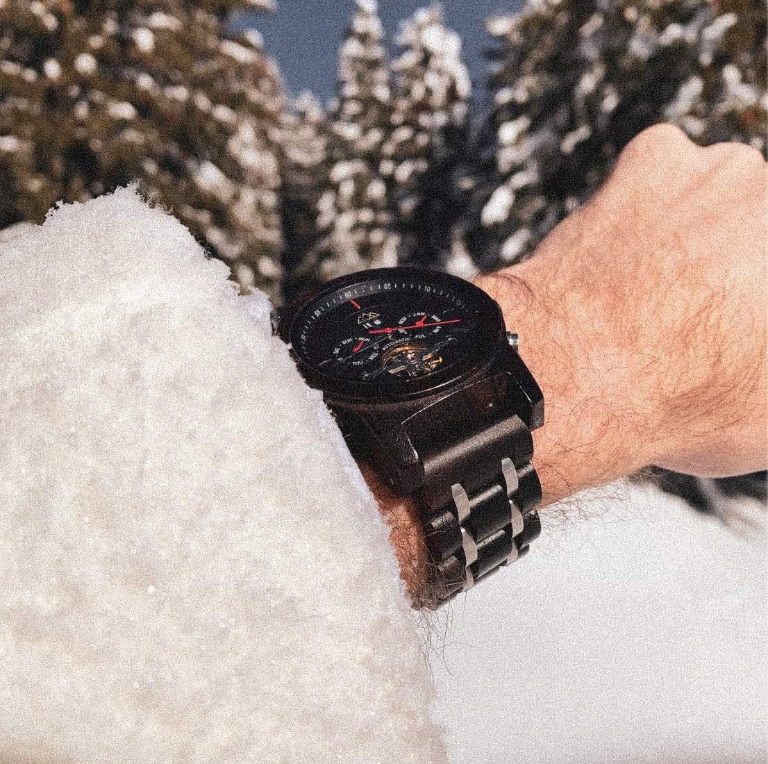 Montre en Bois Automatique Noire - Suprem Brown