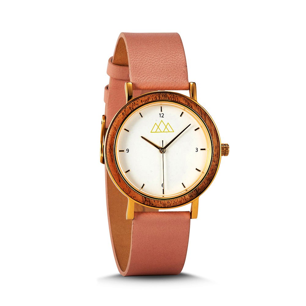 Montre Quartz Femme en Bois - Timeless Pink