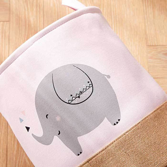 Panier à Linge Bébé Rose Éléphanteau