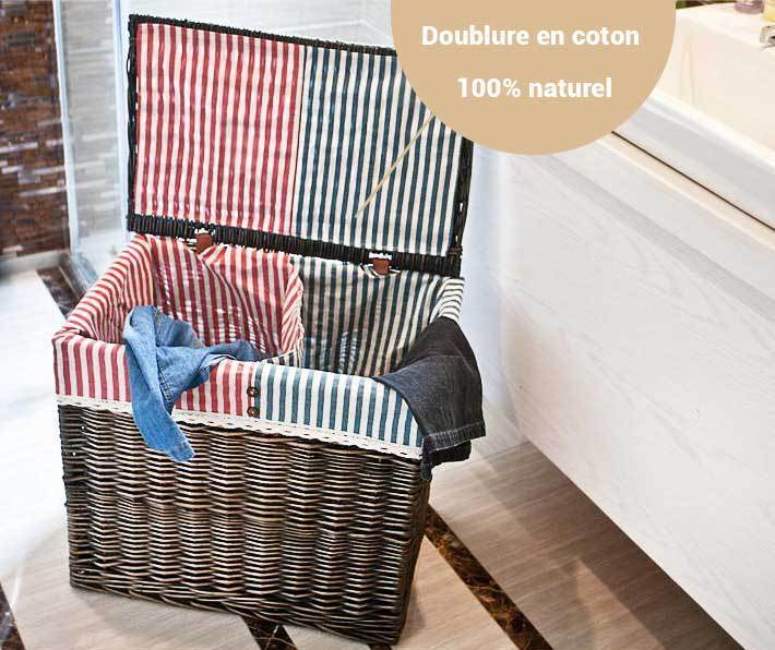Panier à Linge en Osier Double Compartiment Utah