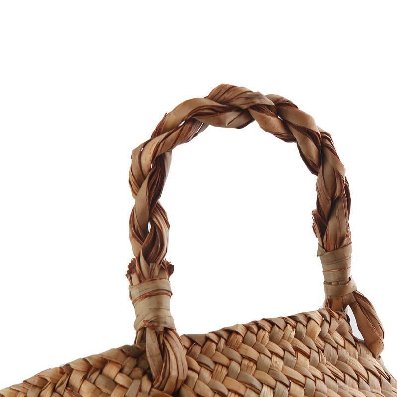 Panier à Linge Jonc de Mer Rose Pastel Rayé