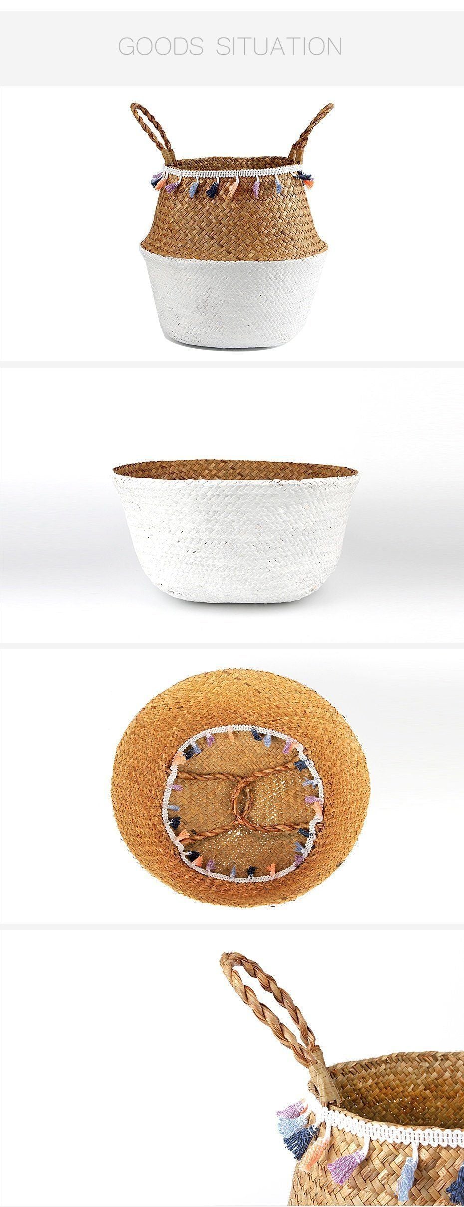 Panier à Linge Jonc de Mer Thailandais Blanc