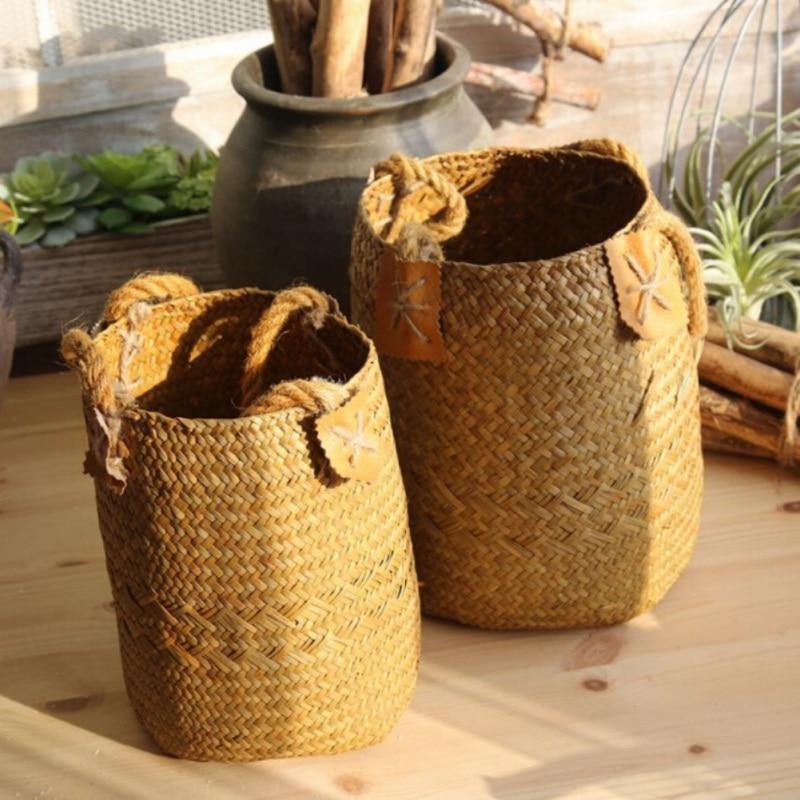 Panier à Linge Jonc de Mer Tressé à la main