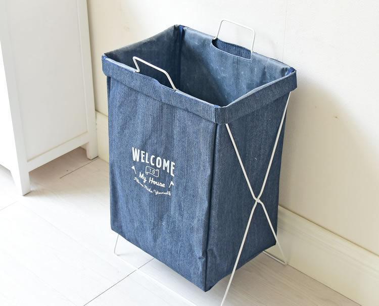 Panier à Linge Tissu Effet Jean
