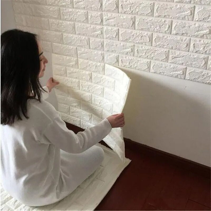 Panneau Mural 3D Blanc et Etanche en Vinyle 200 x 70 cm