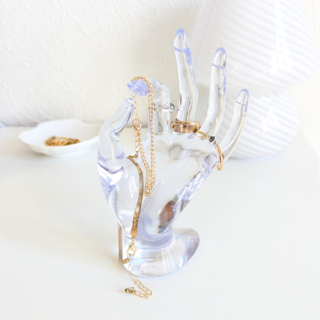 Porte bagues main transparent
