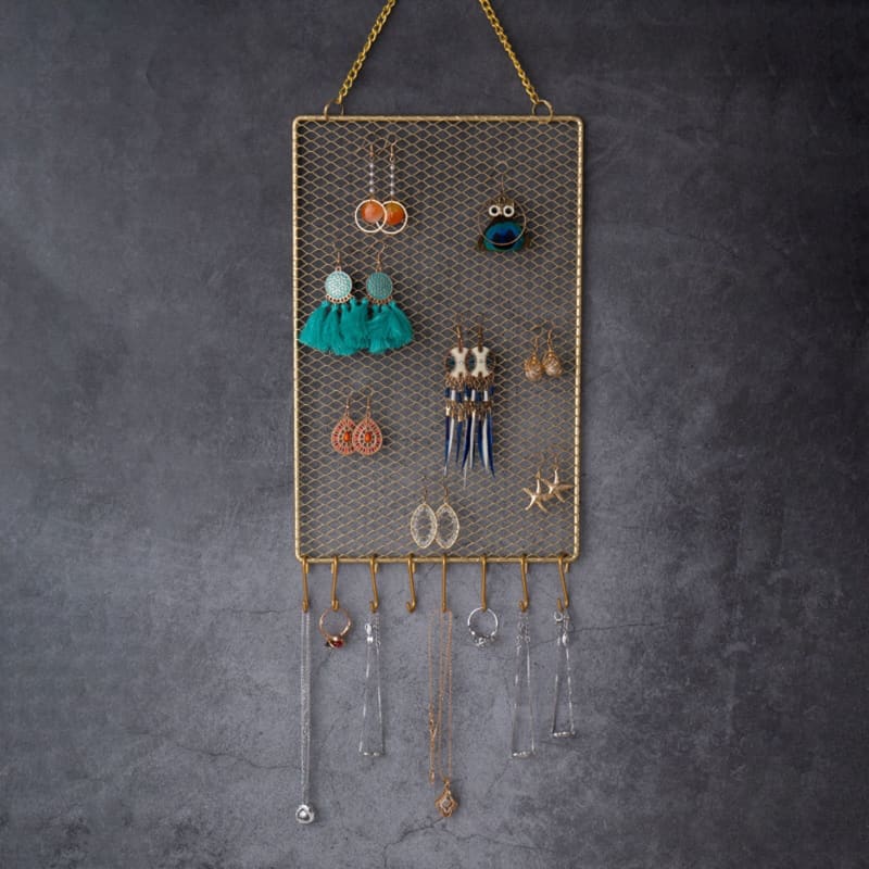 Porte-bijoux mural cadre en métal
