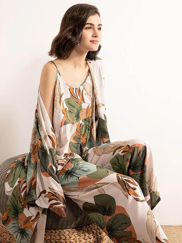 Ensemble Pyjama Pour Femme Chic Et Élégant 3 Pièces "Oasis de Rêve"