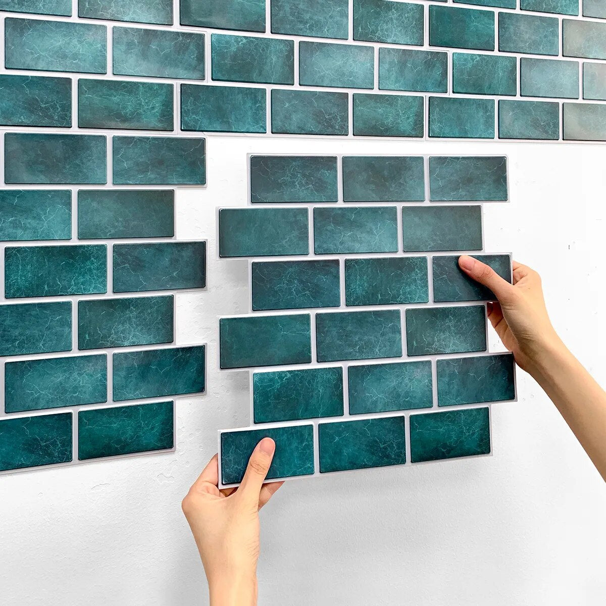 Revêtement Mural Cuisine de Dix Pièces au Design Mur de Briques Bleu