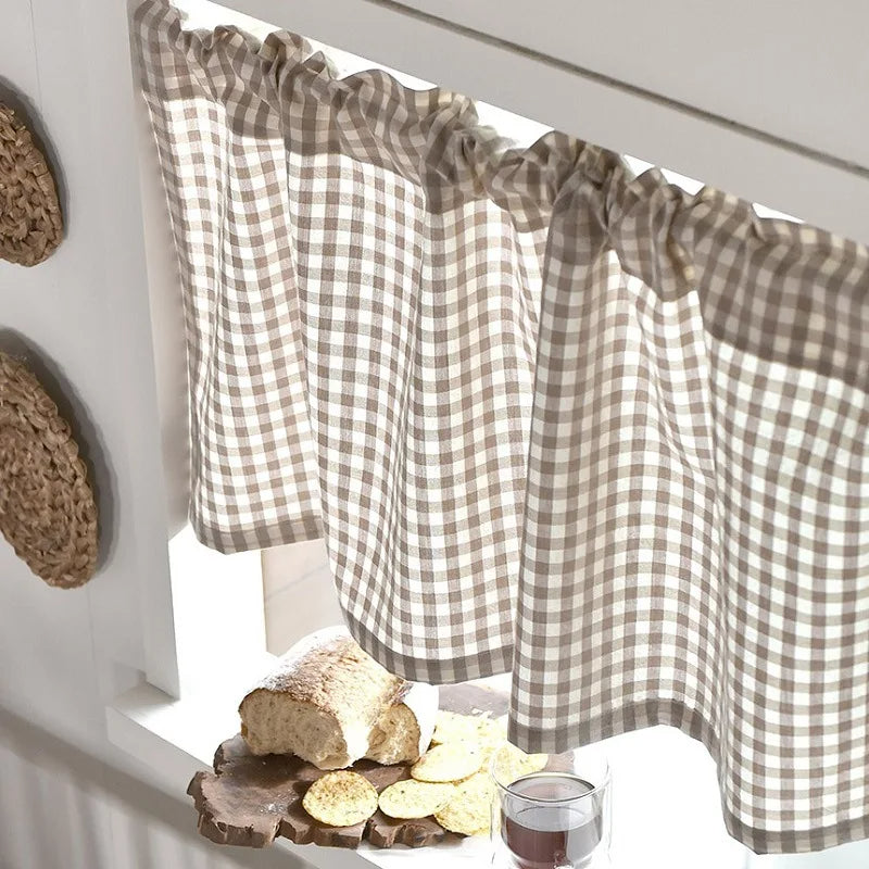 Rideau Cuisine avec Design à Carreaux de Style Pastoral