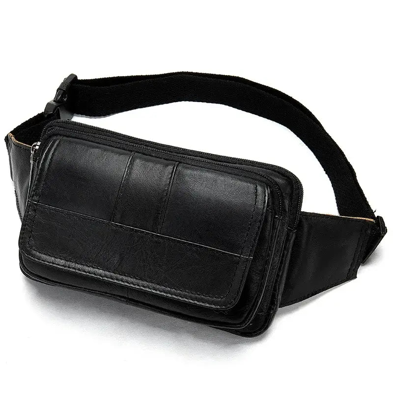 Sacoche Banane Homme en Cuir Noir