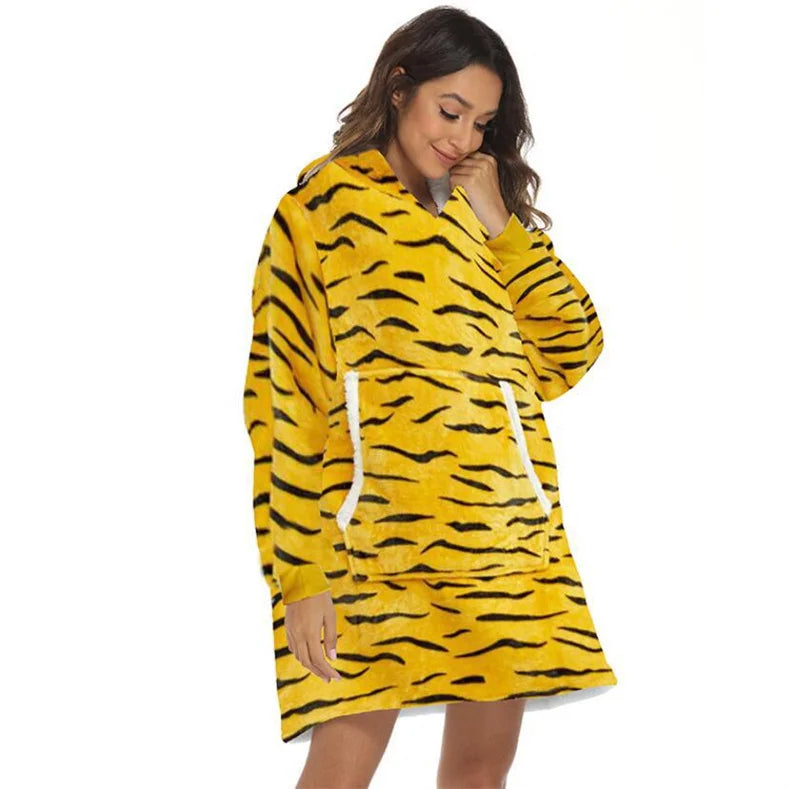 Pull Plaid Jaune Motif Animal