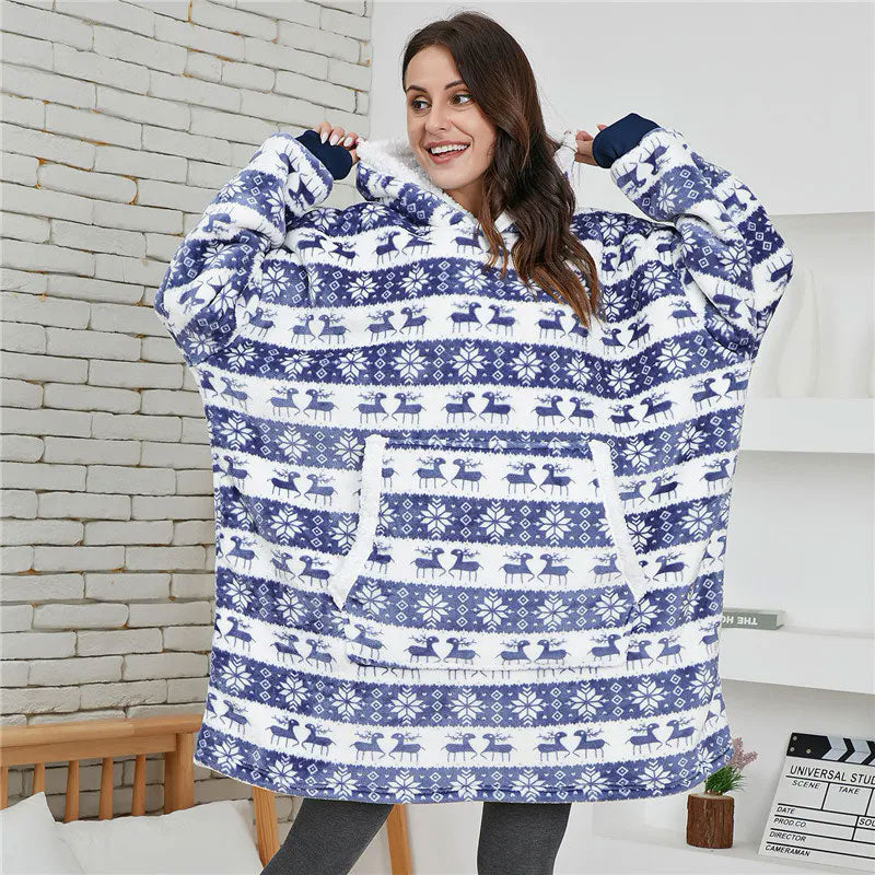 Pull Plaid Noël Bleu