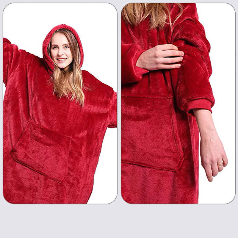 Pull Plaid Rouge à Capuche