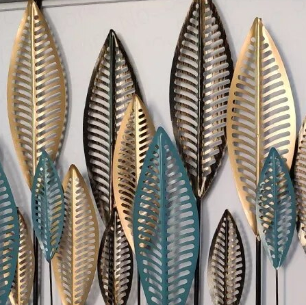 Tableau Décoratif Mural de Style Coréen en Métal au Design de Feuilles de Palmier