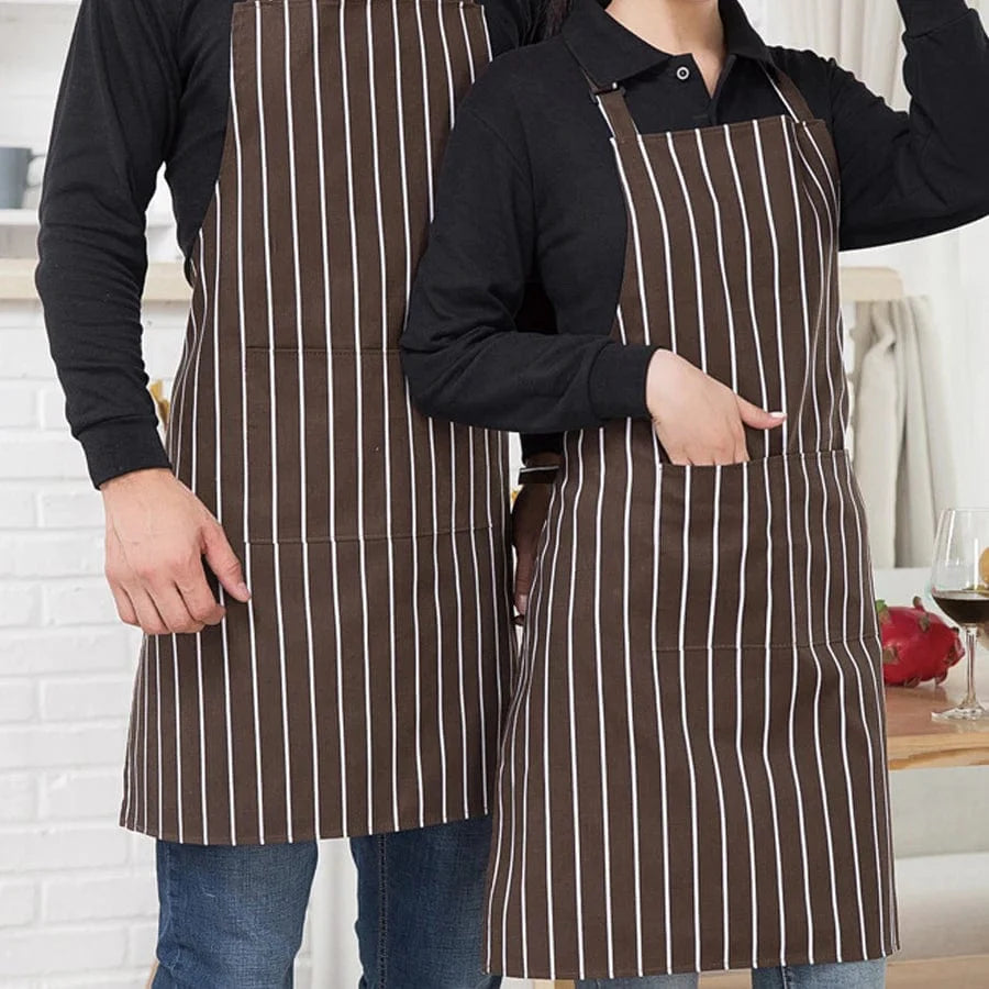 Tablier de Cuisine Rayé Réglable pour Adulte - Idéal pour Restaurant, Camping et Cuisine kaibaitiao