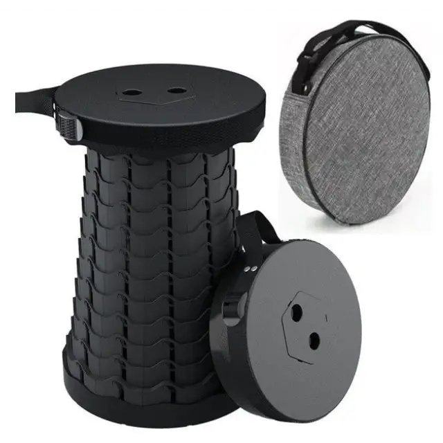 Tabouret Télescopique Pliable ( + Sac de Rangement Offert) - Noir