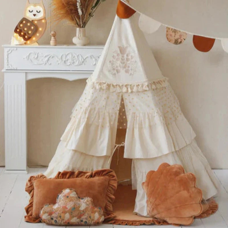Tapis en velours doux avec volants “Caramel”