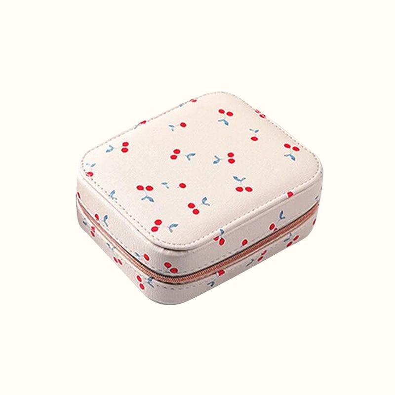 Trousse à bijoux de voyage motif cerises