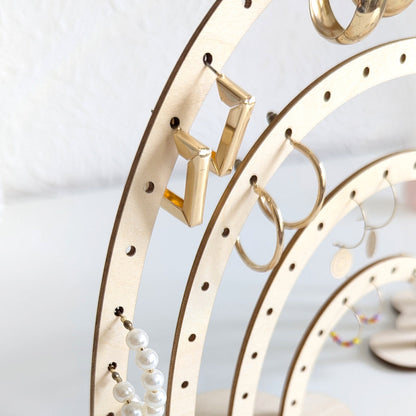 Porte-boucles d'oreilles arc en ciel en bois