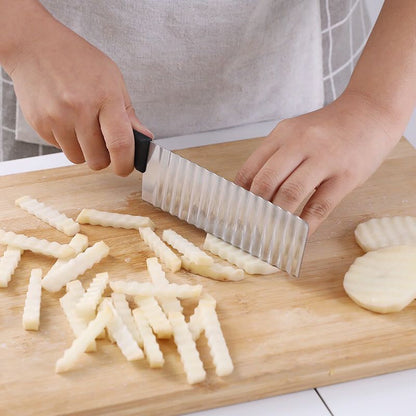 Coupe frite français avec lame dentelée en acier inoxydable
