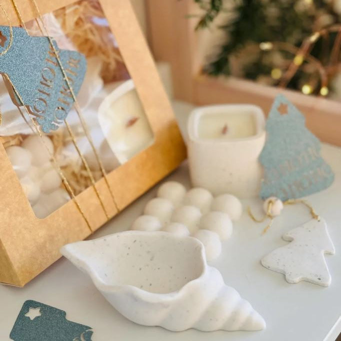 Coffret détente nature – Bougie boisée & coupelle bijoux