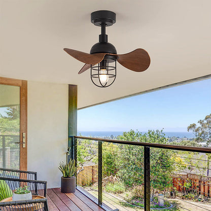 Ventilateur de Plafond avec Éclairage - Design en Noyer Foncé pour Petits Espaces