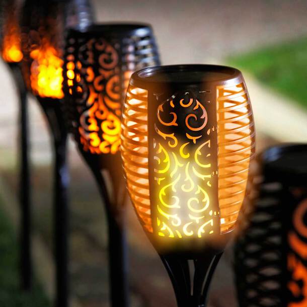 Torche Solaire Extérieure – Éclairage LED Effet Flamme Résistant aux Intempéries pour Jardin et Terrasse