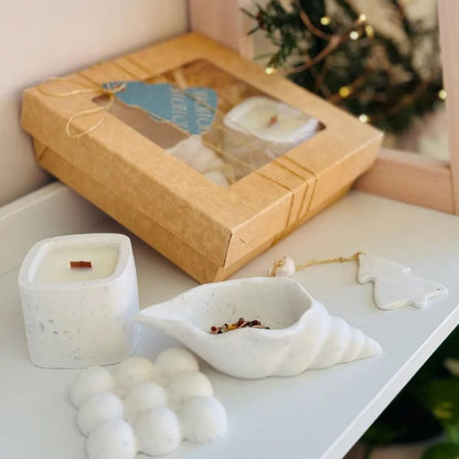 Coffret détente nature – Bougie boisée & coupelle bijoux