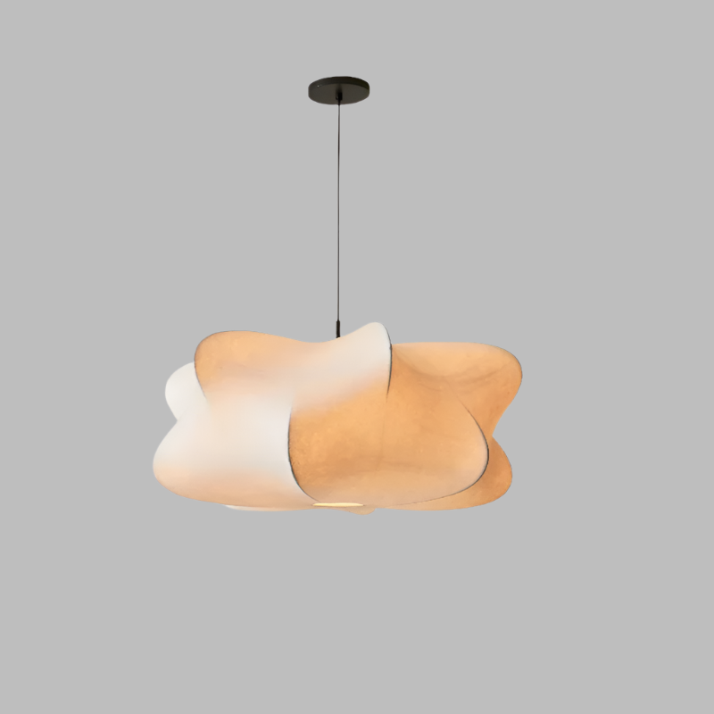 Suspension Wabi Sabi Silk Japan – Lampe en Soie et Fer, Éclairage Élégant