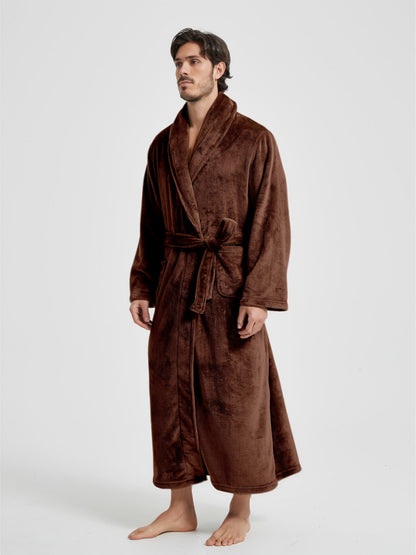 Peignoir homme polaire longue coupe avec col châle