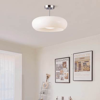 Plafonnier Vintage Semi Flush 11" avec Abat-jour en Verre Orange – Élégance Rétro et Lumière