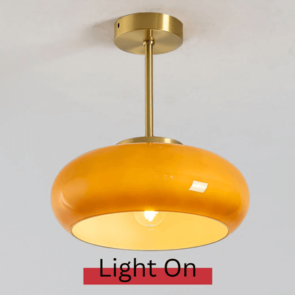 Plafonnier Vintage Semi Flush 11" avec Abat-jour en Verre Orange – Élégance Rétro et Lumière