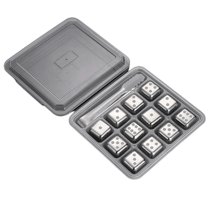 12 Glaçons Réutilisables Inox en forme de Dés à jouer