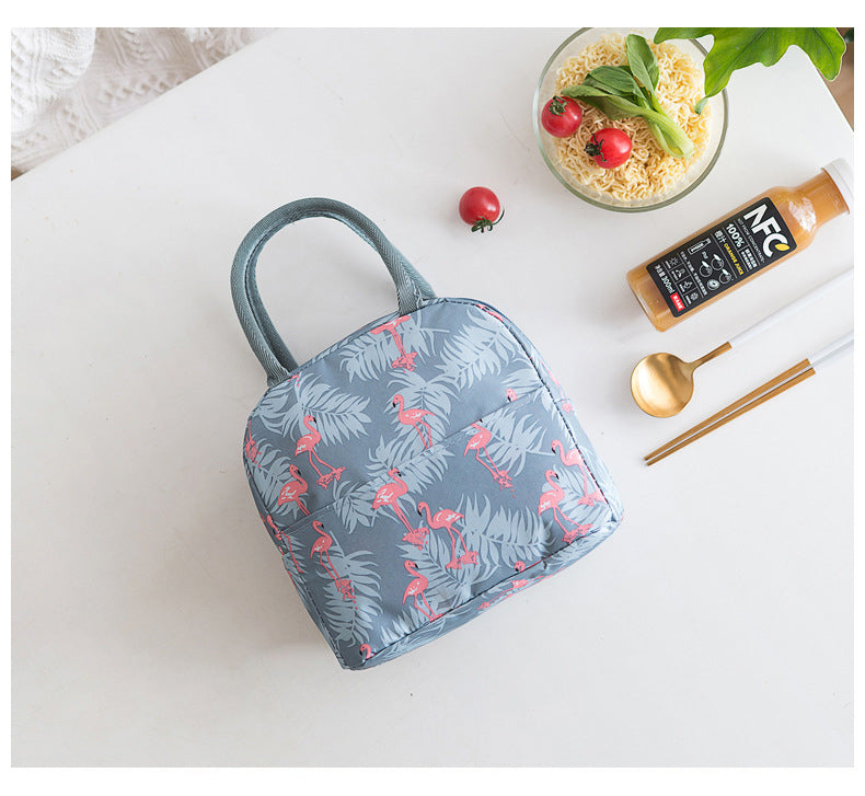 Sac à lunch box isotherme bleu en tissu imprimé