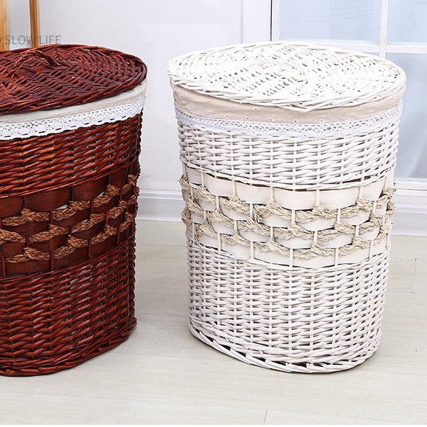 Panier à Linge Osier Blanc Albus