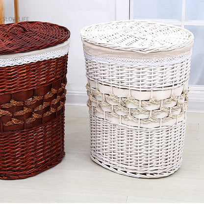 Panier à Linge Osier Blanc Albus