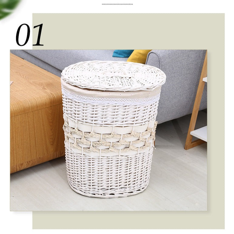 Panier à Linge Osier Blanc Albus