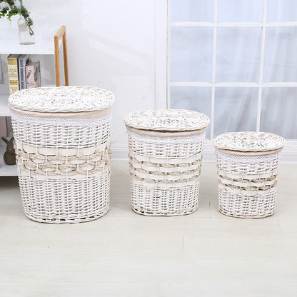 Panier à Linge Osier Blanc Albus