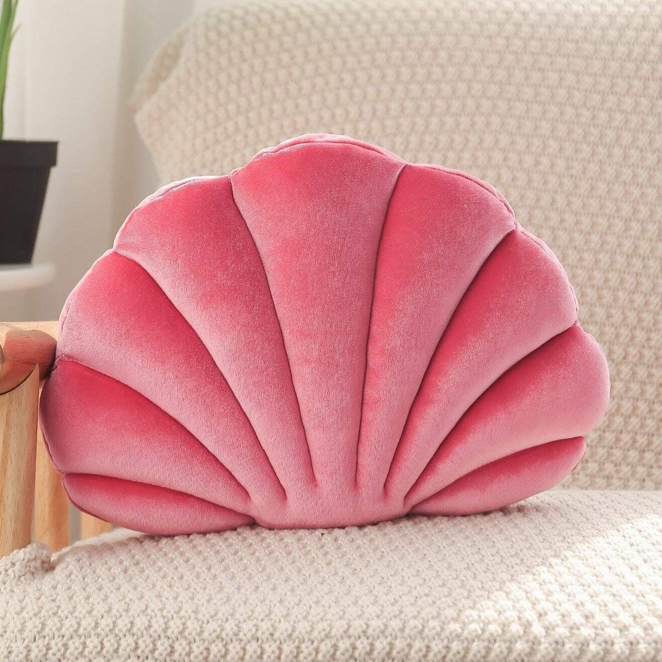 Coussin coquillage rose