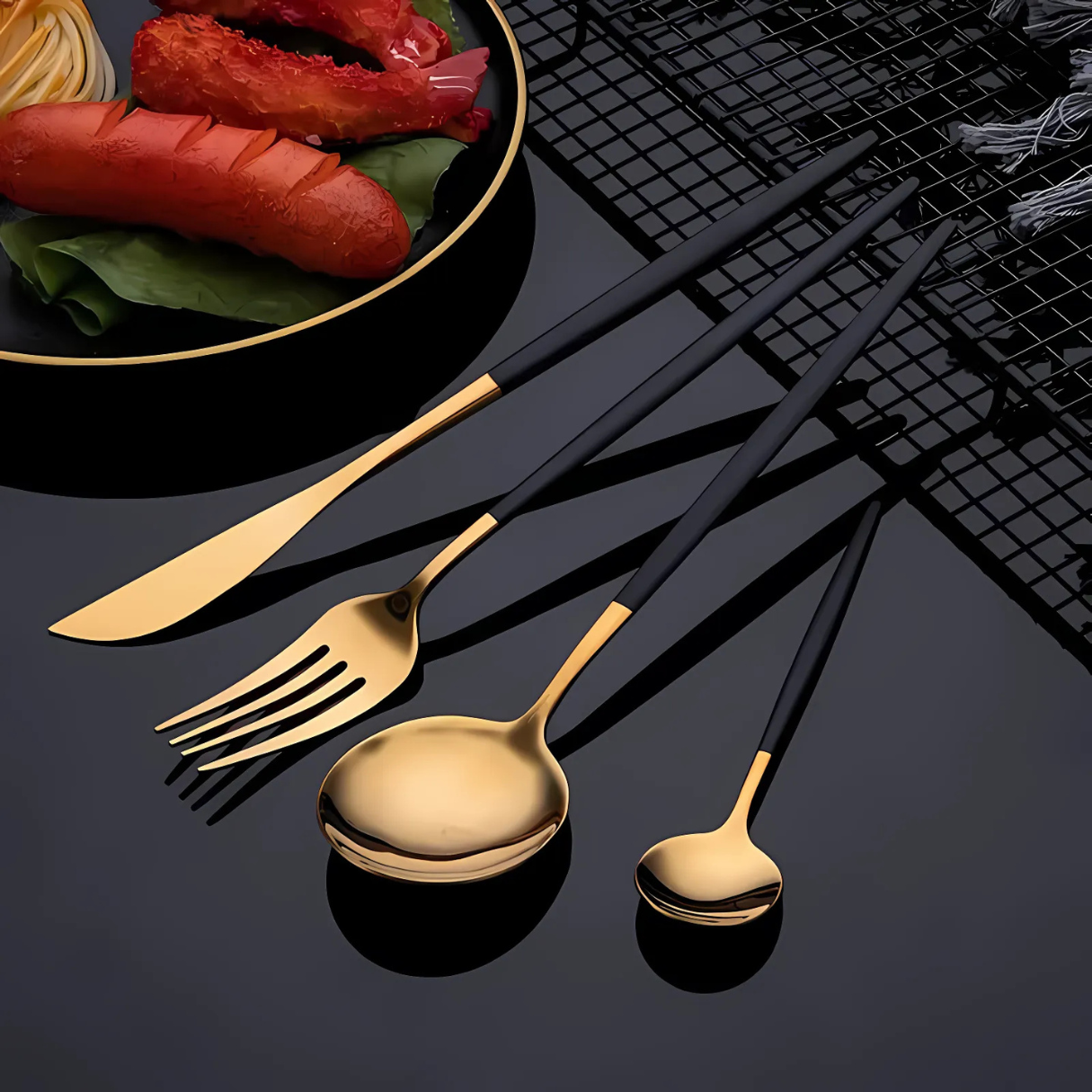 Luxe à Table  –  Coffret de Couverts Élégance Métallique ( 24 pcs )