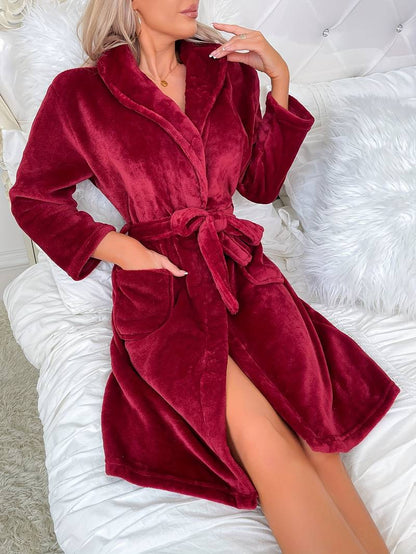 Peignoir en Polaire Épaissie Rouge